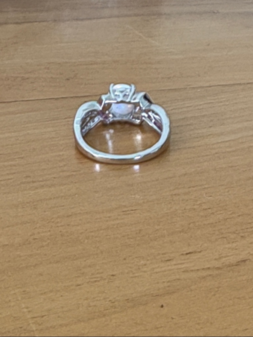 Genuine Lab Created Opal & Pink White Sapphire Ring Sterling Silver Size 7 - Picture 5 of 11